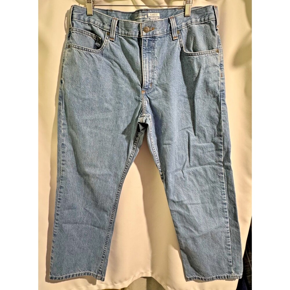Carhartt Jeans Men 36x28 Relaxed Fit Blue Straight Leg Working Man BD5119M